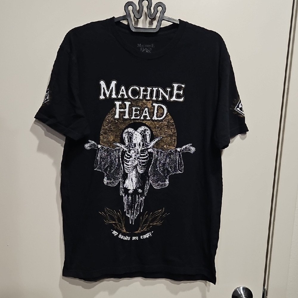 Men's Machine Head Black Graphic Skull Band Tee Large